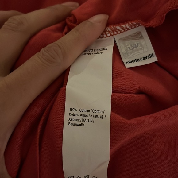 NWT Roberto Cavalli Men's Red Crewneck 100% Cotton Graphic T-Shirts Size L - Picture 4 of 6